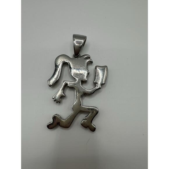 Unbranded Jewelry - Hatchet Girl Silver Tone Metal Pendant 3”